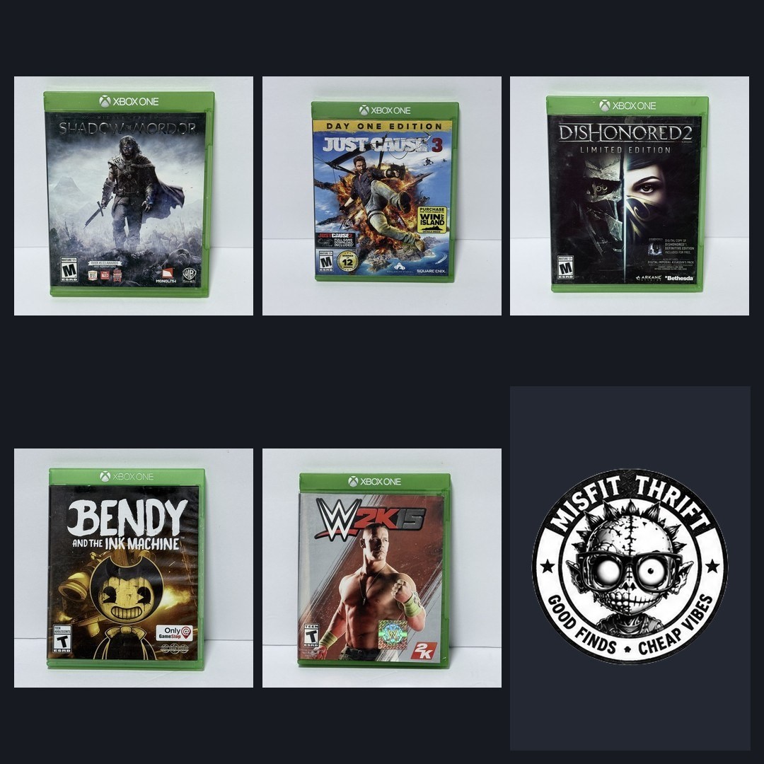 Xbox One Video Game 5-Game Bundle Good Condition Shadow of Mordor Dishonored 2