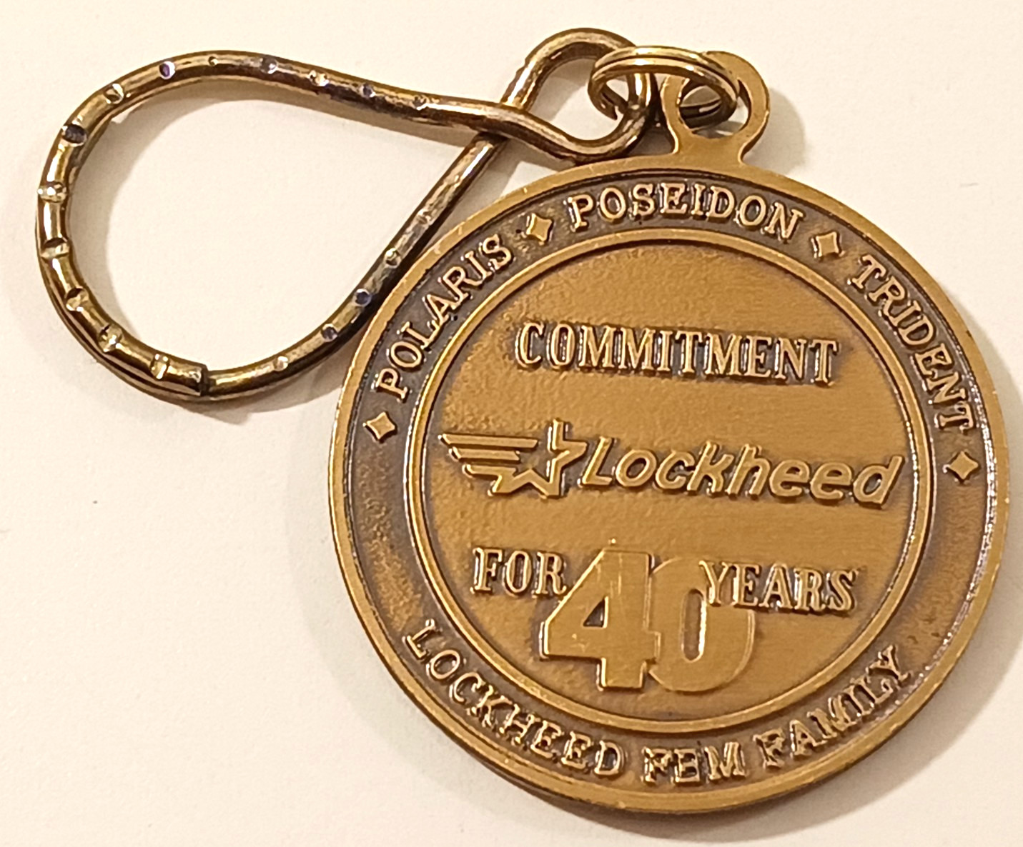 Vintage Lockheed Polaris Poseidon Trident 40 Year FBM Military Keychain Medal