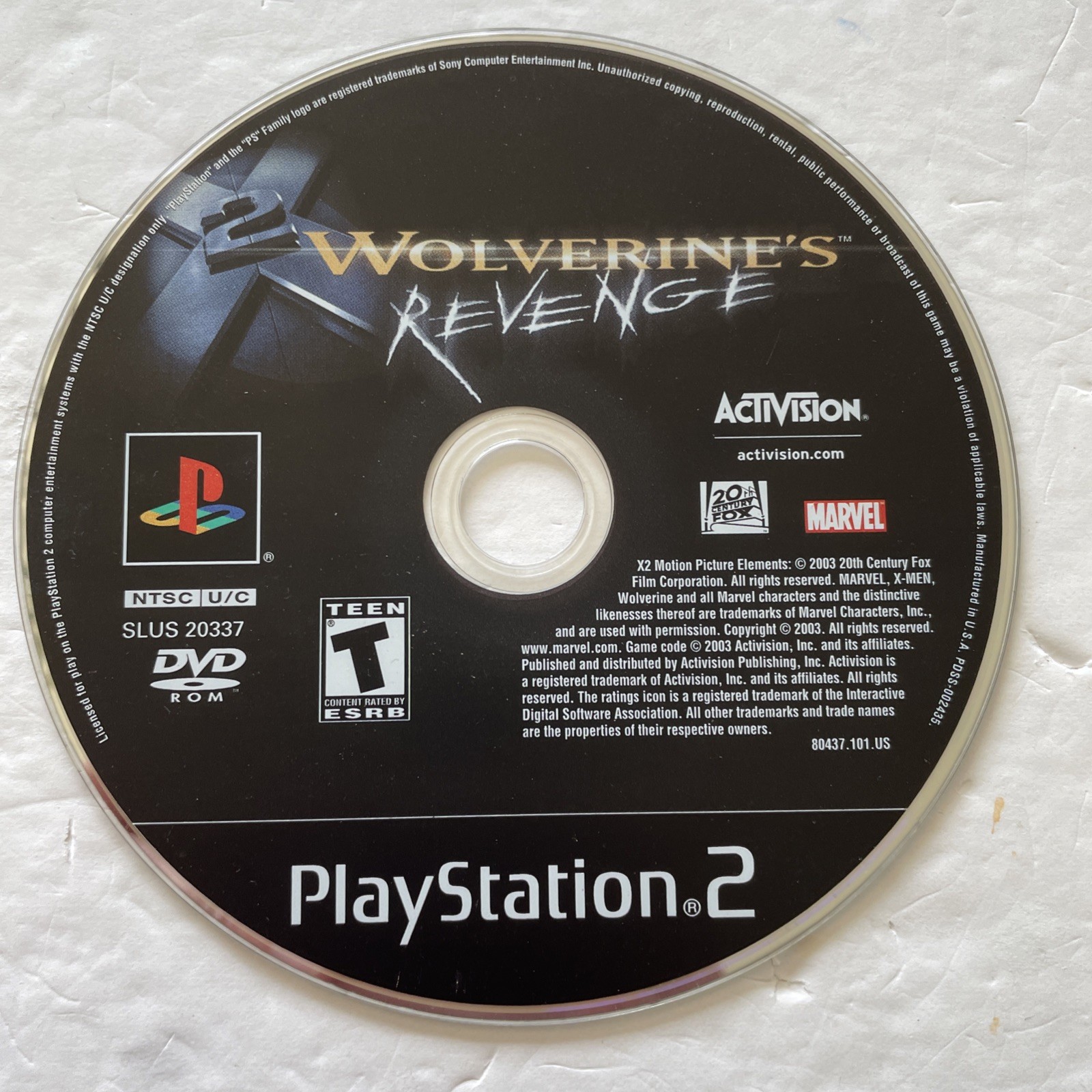 X2: Wolverine\'s Revenge (Sony PlayStation 2, 2003) Disc Only- Tested