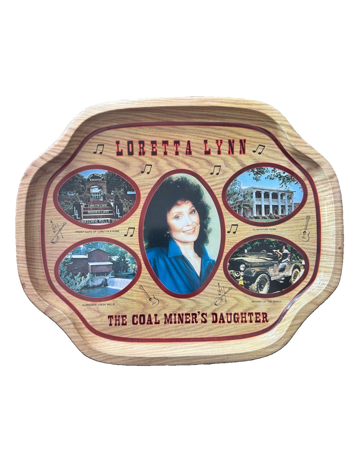Loretta Lynn Metal Tray Souvenir Coal Miner's Daughter Country Music Vintage
