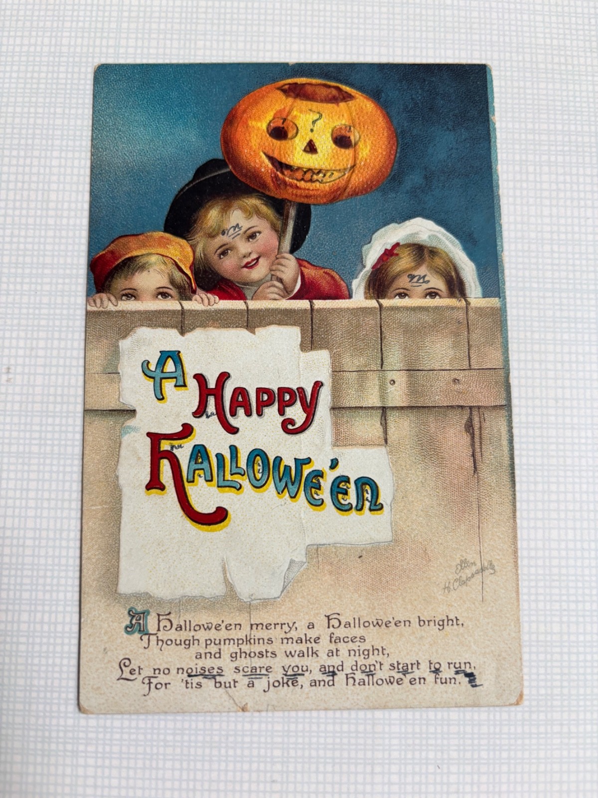 Antique Ellen Clapsaddle Halloween Postcard Jack-O-Lantern Children Nova Scotia