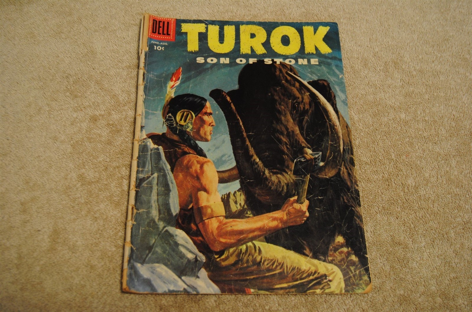 Vintage 1956 Dell Turok No.4 Son of Stone Wolley Mammoth Comic Book DAMAGED