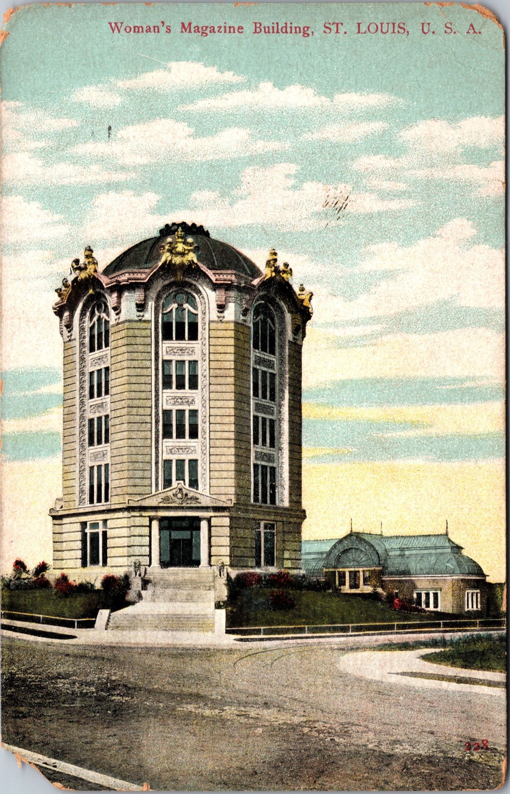 Woman\'s Magazine Building St Louis Antique Postcard 1908 Postmarked Ekker Bros