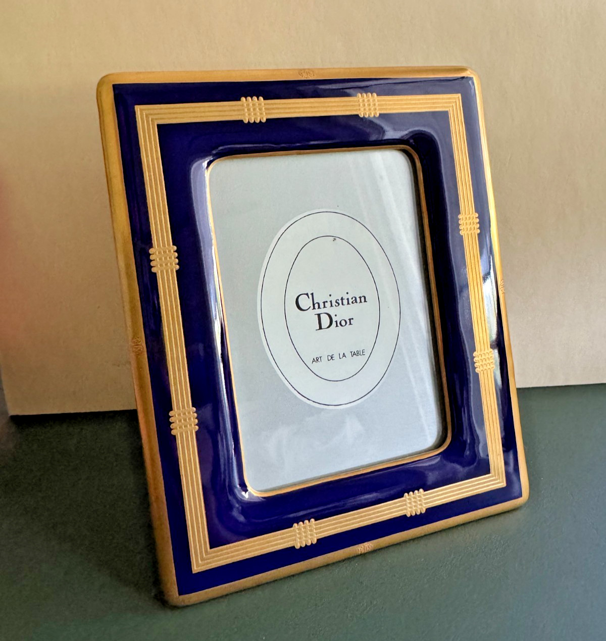 Christian Dior - Art De La Table cobalt blue & gold porcelain frame 80s vintage