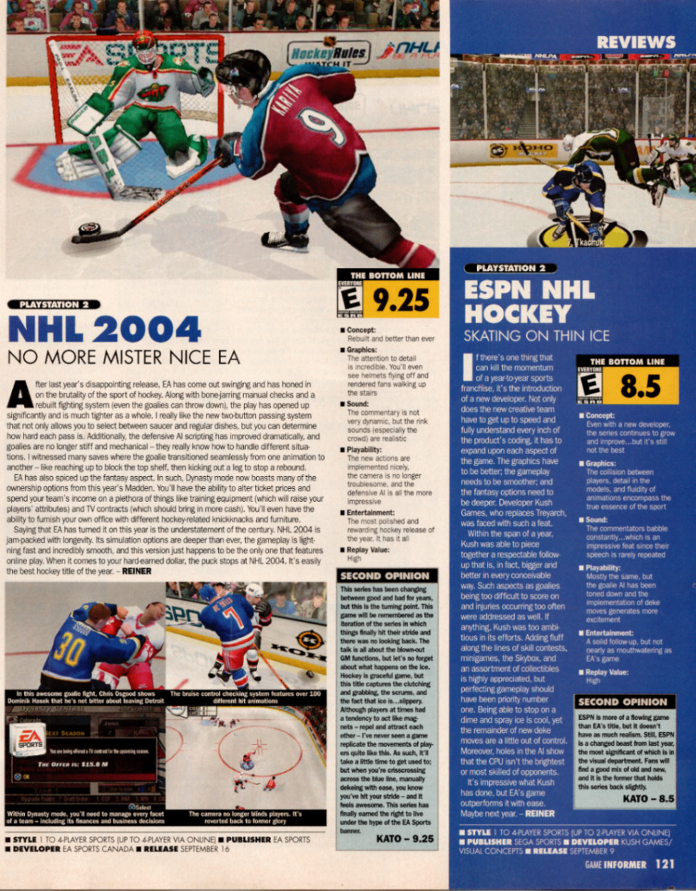 EA Sports NHL 2004 PS2 ESPN Hockey Print Ad Review Game 2003 Vintage Original