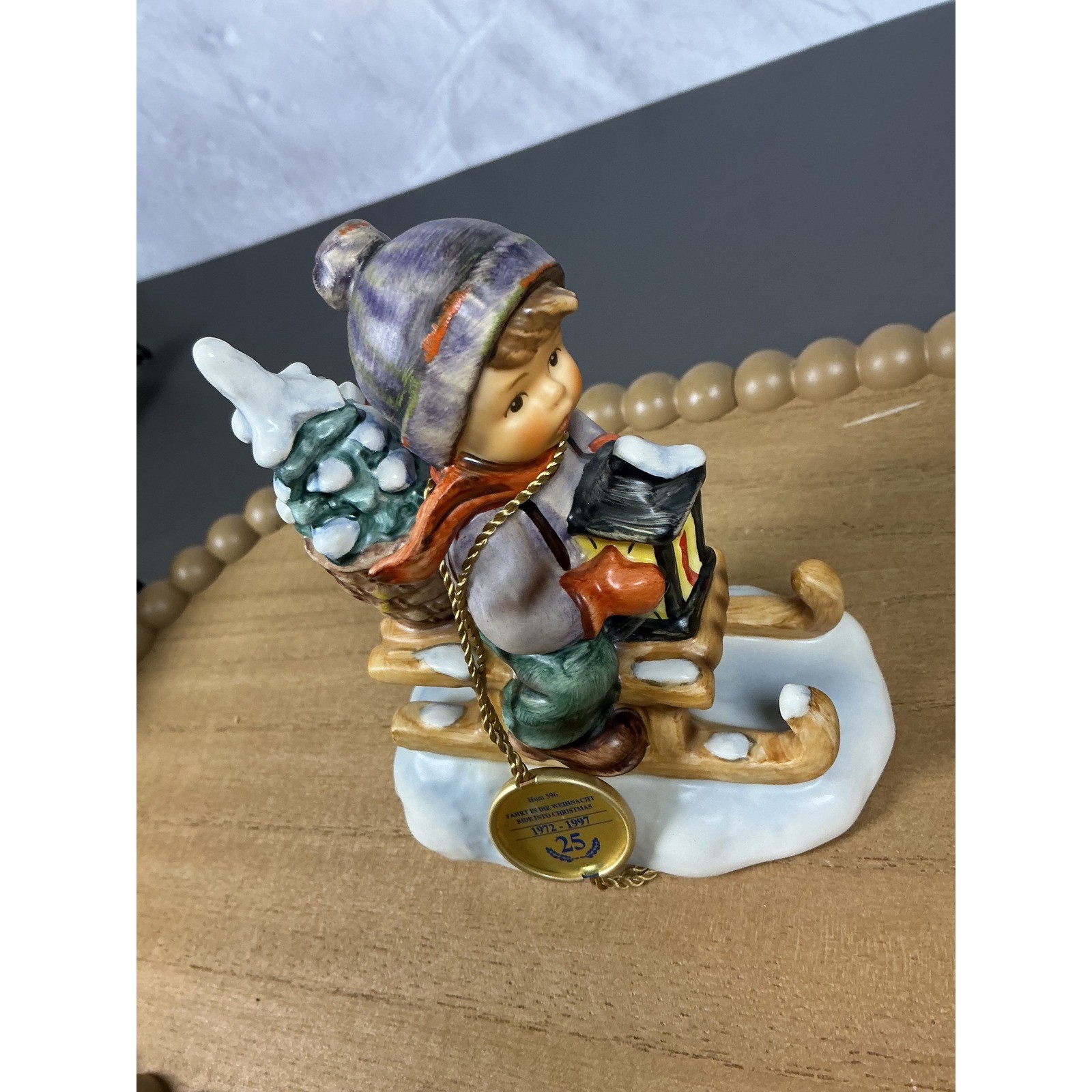 Goebel Hummel 396 Ride into Christmas 25th Anniversary Figurine 1972-1997 TMK7