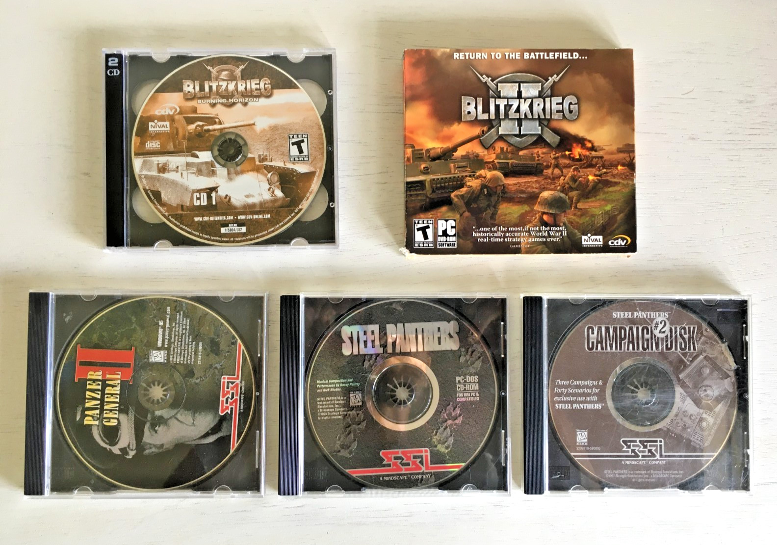 Vintage PC WWII Strategy Game Lot Blitzkrieg Panzer General II Steel Panthers