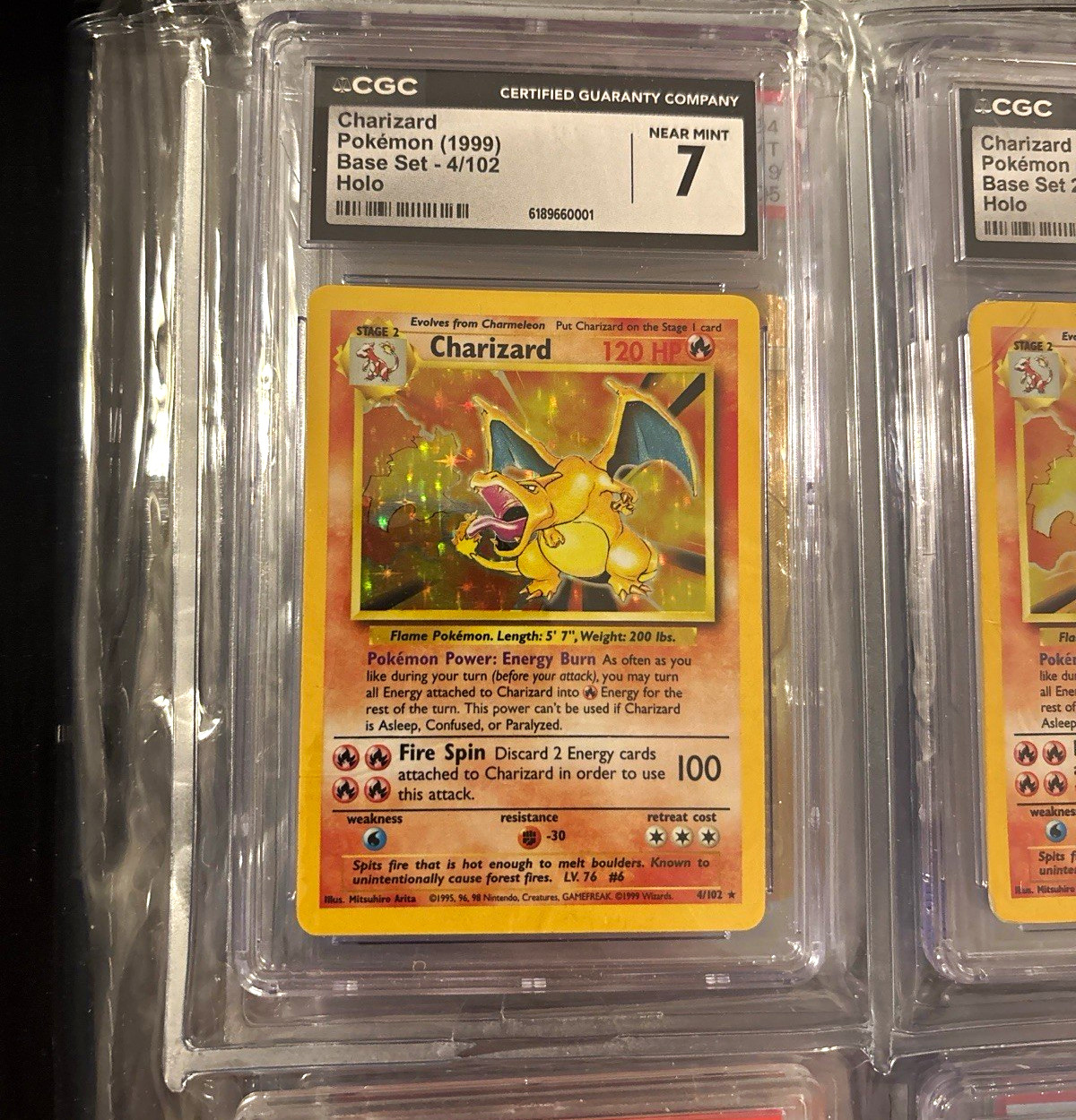 CGC 7 Charizard Holo 4/102 1999 Pokémon Base Set English Graded Card