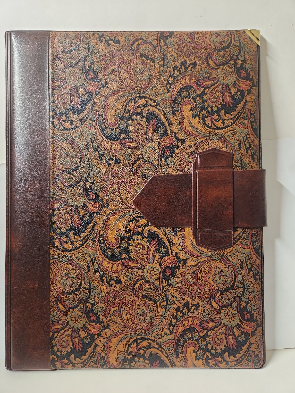 Vtg Embossed Leather Brown And Pinkish Floral Patterns 14x10” Planner New.