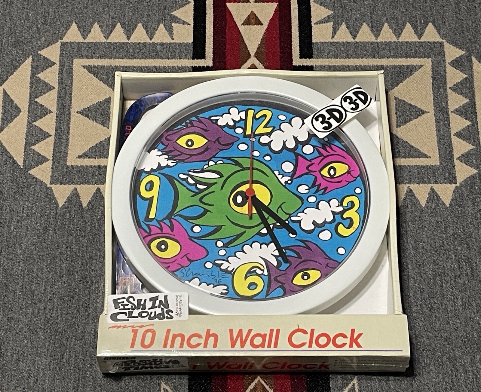 Keith Campbell Fish In Clouds Glow Clock 10