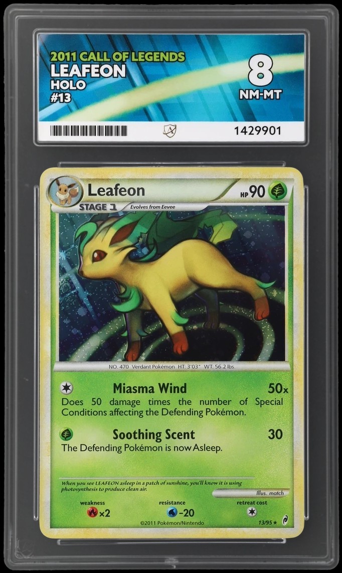 Leafeon 13/95 Call of Legends Holo 2011 Pokemon Card Graded ACE 8
