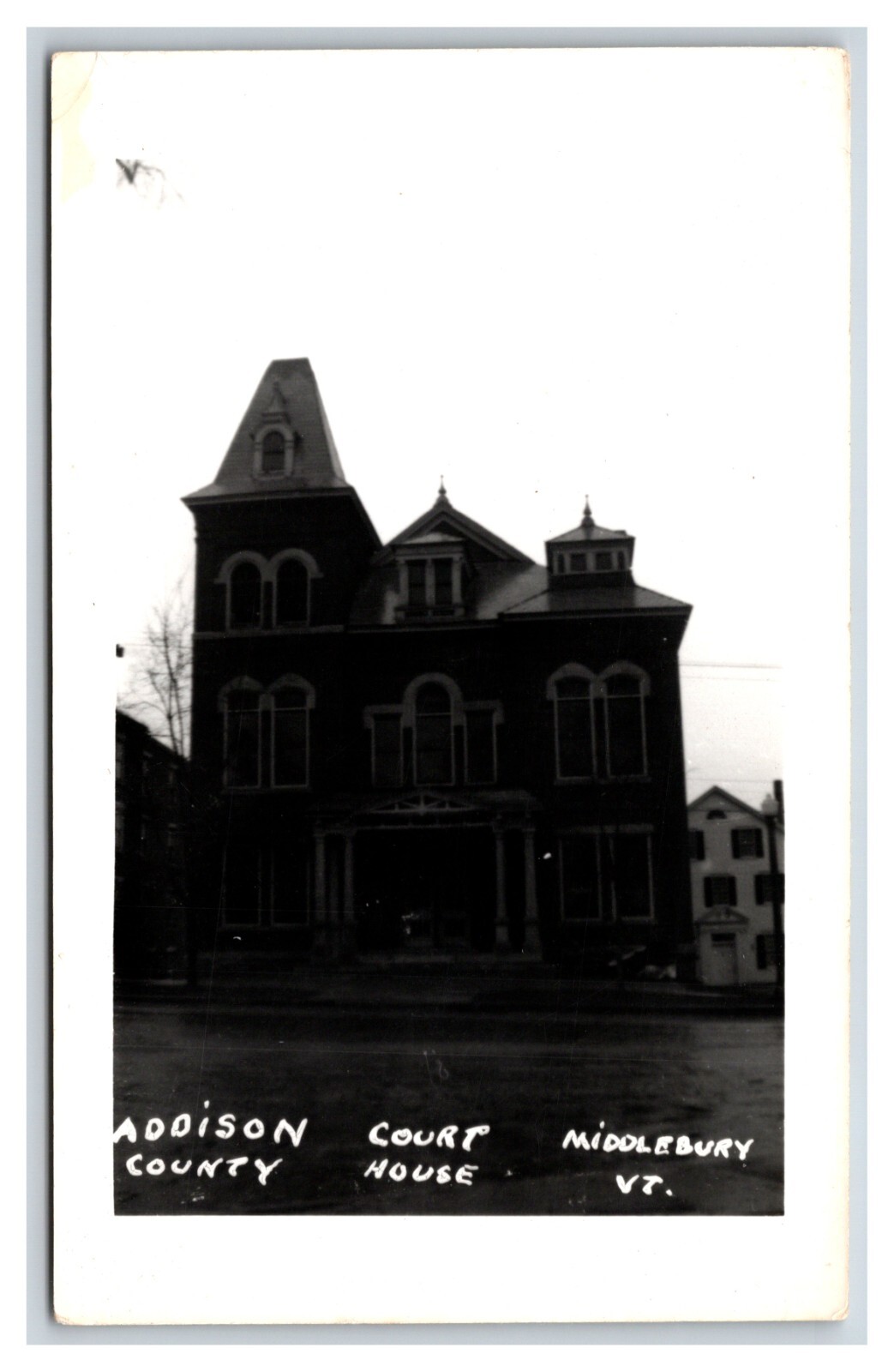 RPPC Addison County Courthouse Middlebury Vermont VT UNP Postcard T16