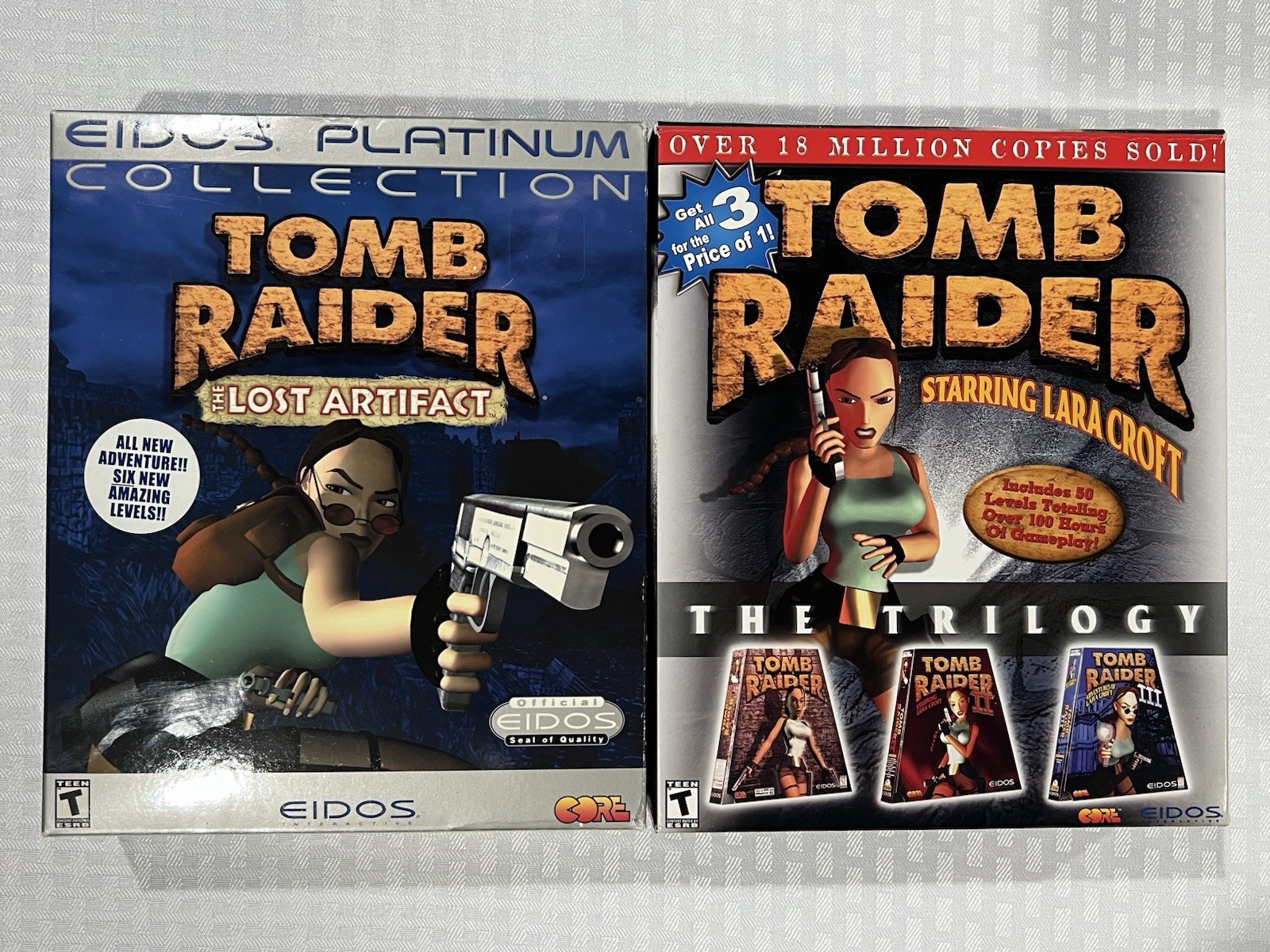 Tomb Raider The Lost Artifact & Trilogy Gold I II III 1 2 3 PC Game Big Box