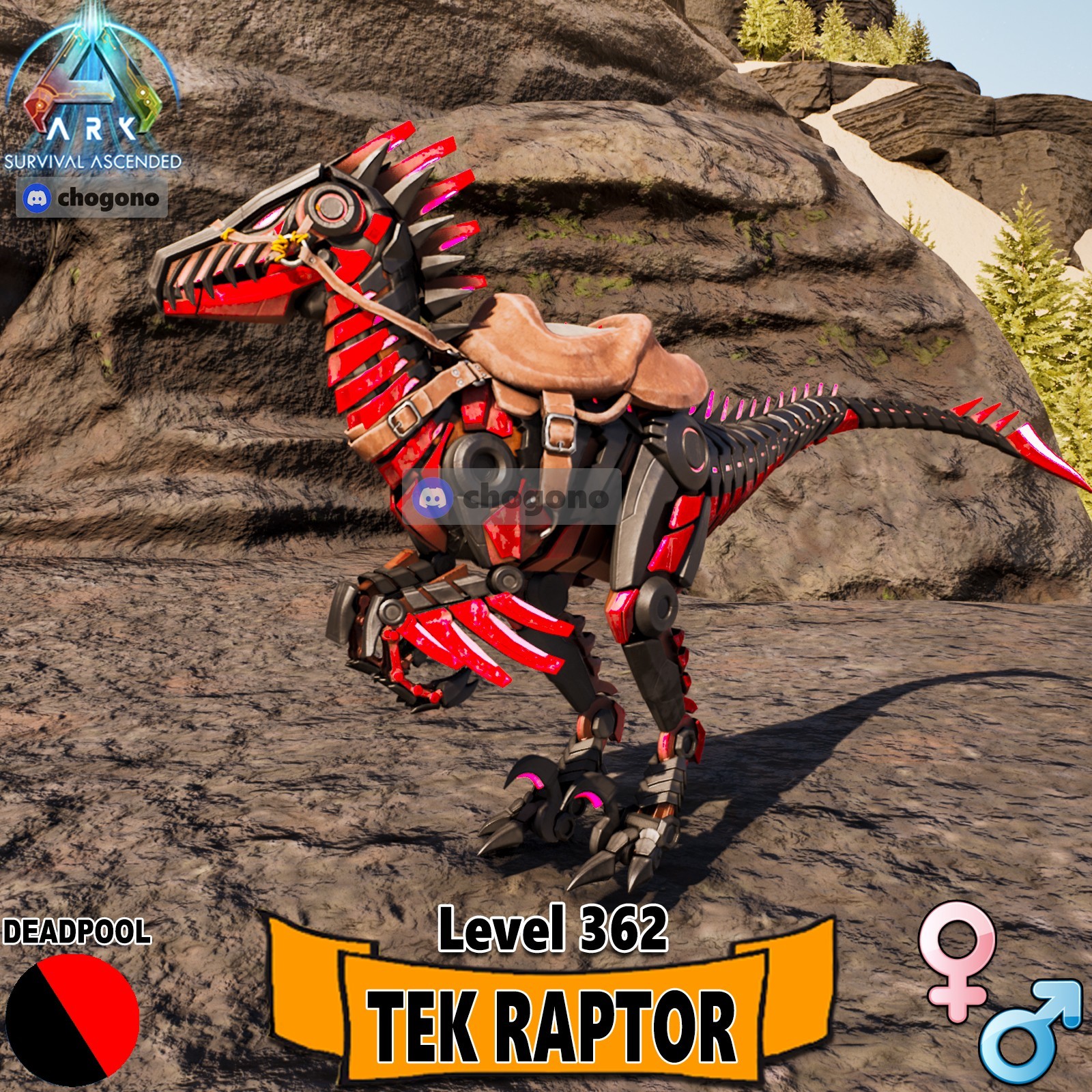 Ark Ascended PC/PS5/XBOX PVE💎Colored TEK RAPTOR💎 Level 362