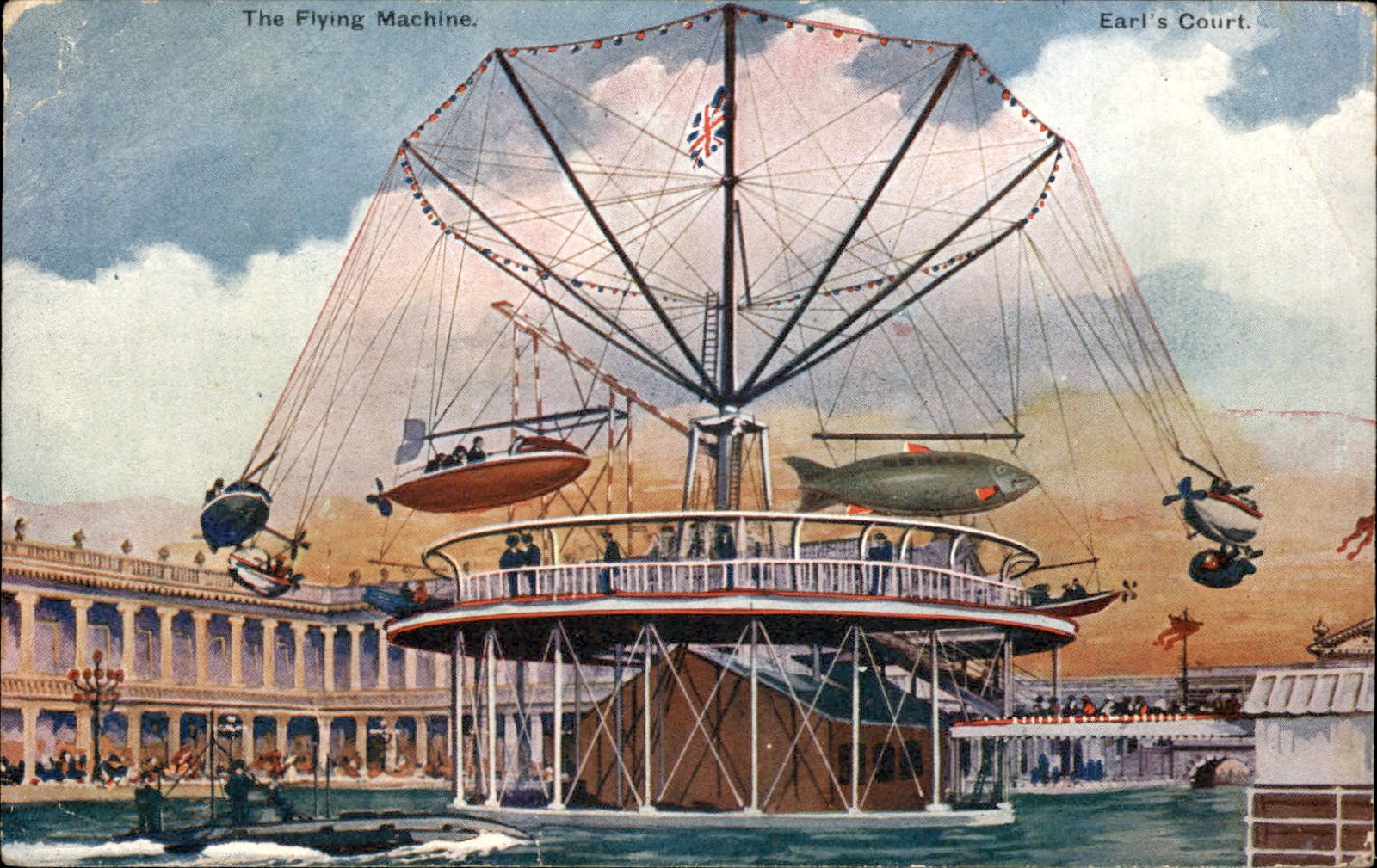 Flying machine at Earl\'s Court Exposition c1900s-10s Vintage Postcard