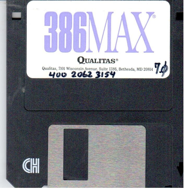 ITHistorySOFTWARE  (1990s) 386 MAX 7.0 (Qualitas) V 7 IBM 3.5