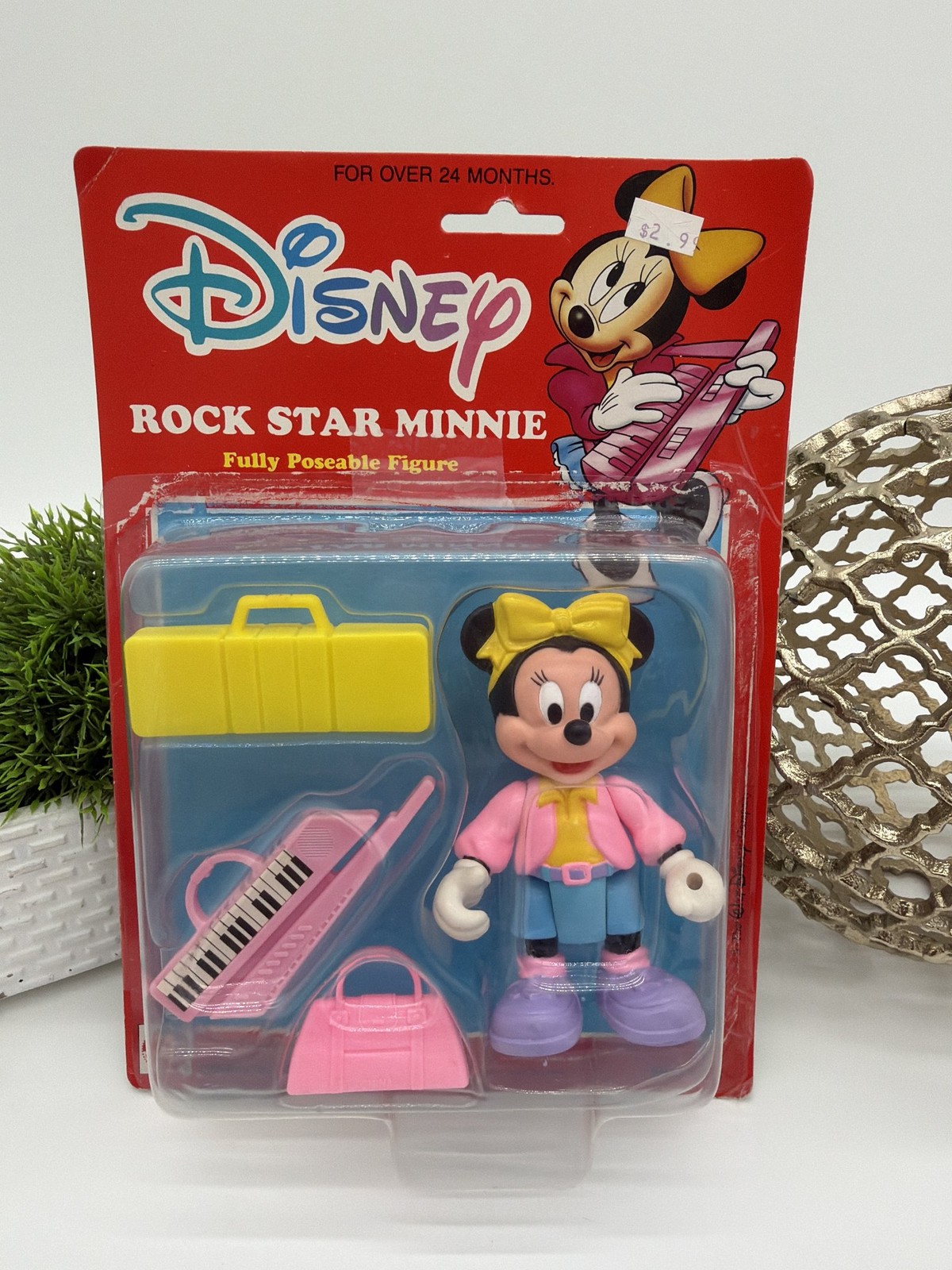 Vintage Disney Rock Star Minnie Poseable Figure Arco Mattel Carded 1990s