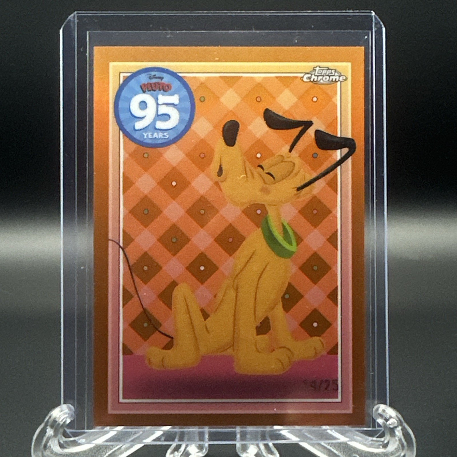 2025 Topps Chrome Disney Pluto 95 Years Anniversary PL-5 Orange Refractor /25 SP