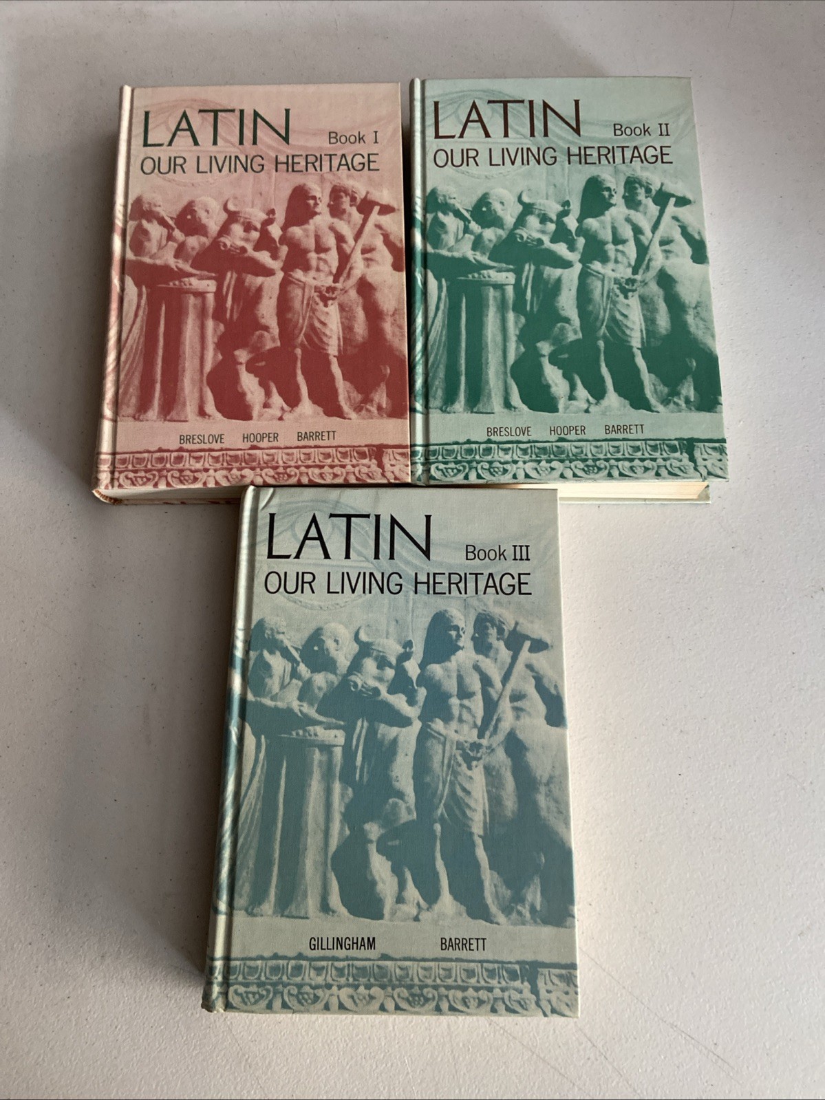 1962 Latin Our Living Heritage Books 1 , 2 AND 3 Breslove Hardcover Textbooks