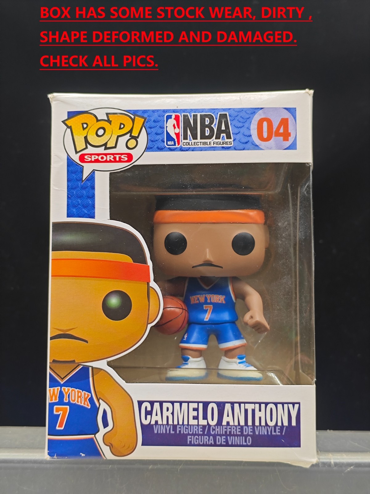 AUTHENTIC BAD CONDITION FUNKO POP NBA Knicks Carmelo Anthony #04 Vinyl Figure