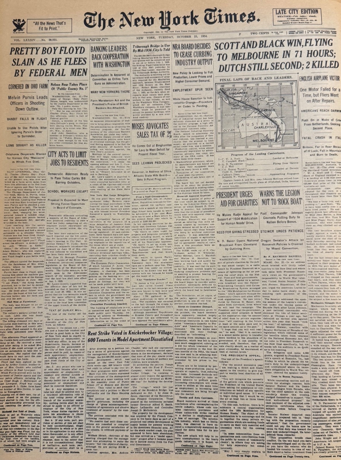 Vintage Killing of Pretty Boy Floyd NEW YORK TIMES News Article Estate Sale Find