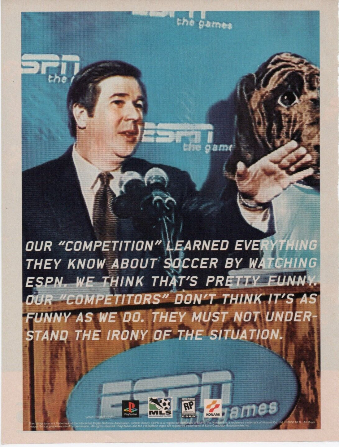 2000 Video Game Promo 2 PG PRINT AD ART - ESPN Major League Soccer - MLS - PS1