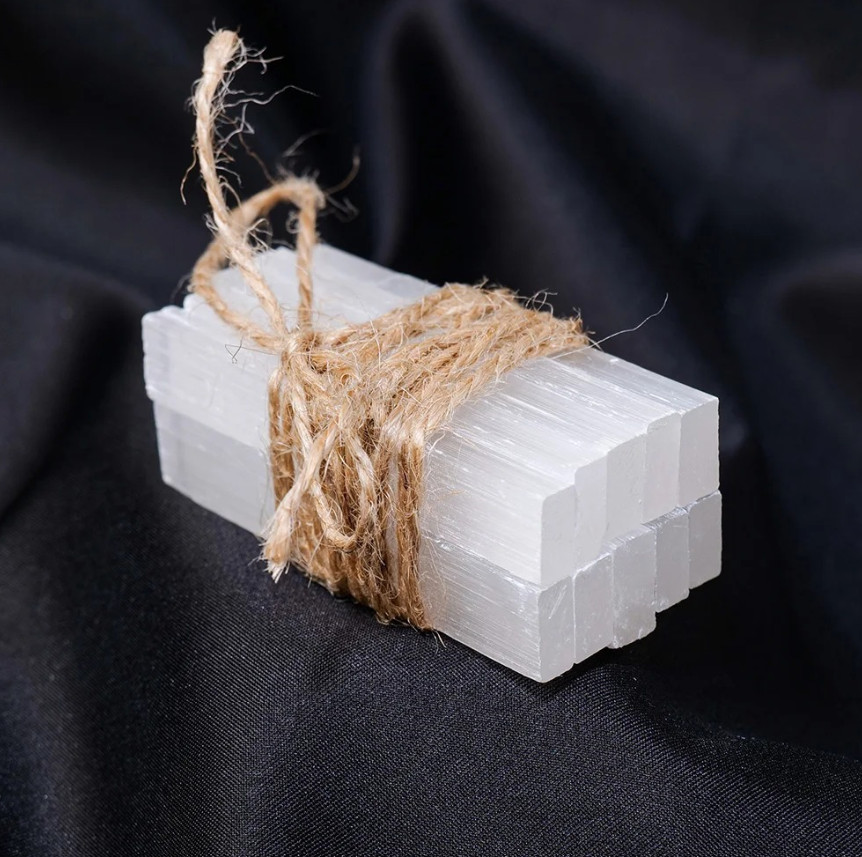 1set Natural Moroccan Selenite Bar – Crystal Plate & Quartz Mineral Healing Set