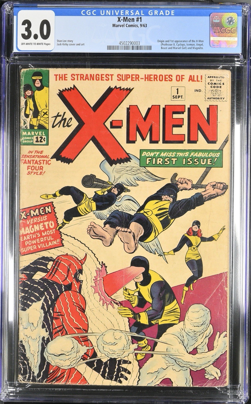 1963 Marvel Comics X-Men 1 CGC 3.0. Origin and 1st Appearance