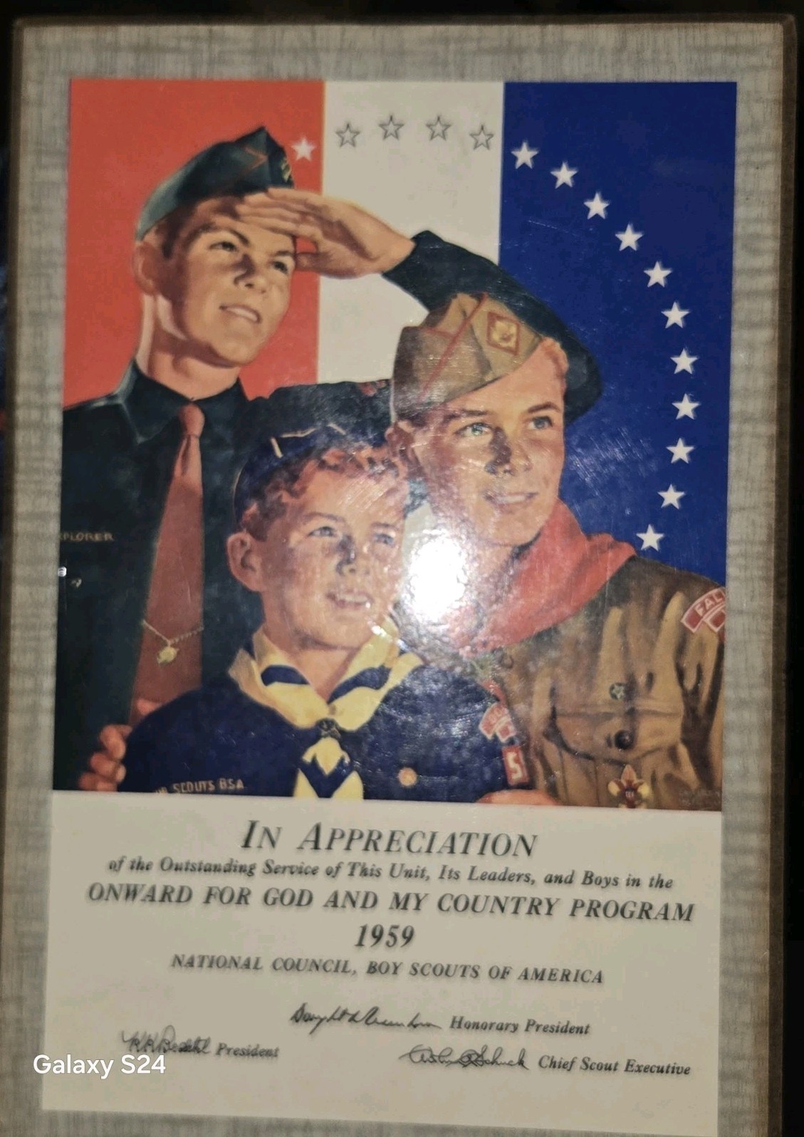 Vintage Boy Scouts Of America BSA 1959 Appreciation Plaque Award On Wood