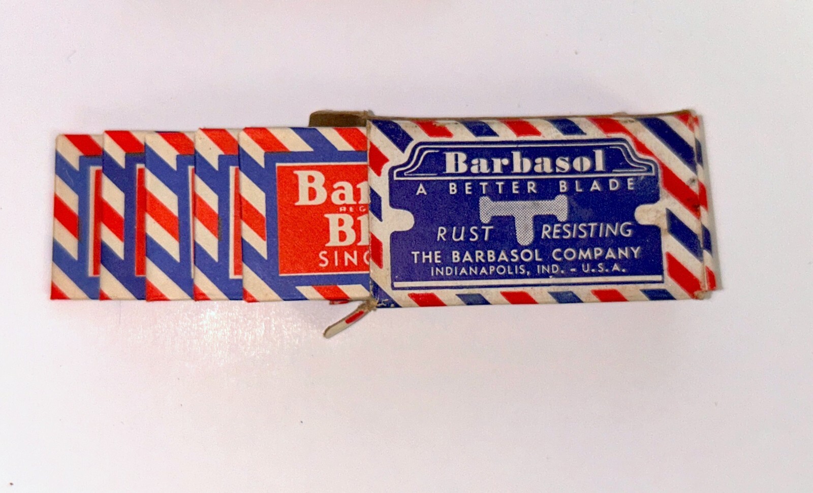 5 Vtg BARBASOL Safety Razor Single Edge Blades wrapped in original Box.