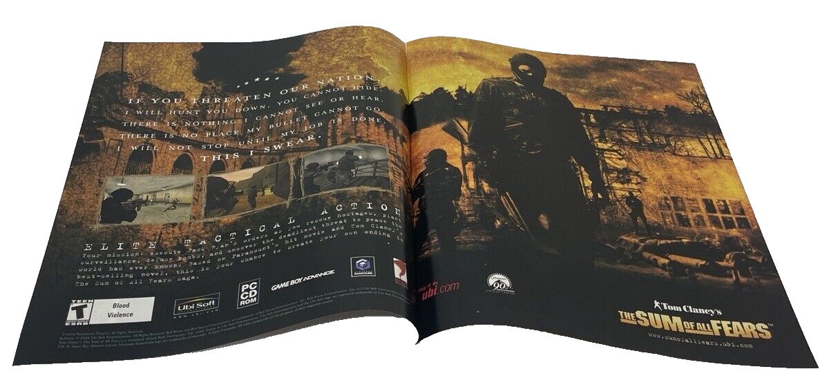 The Sum of All Fears PC GBA Tom Clancy Video Game Art 2002 Print Ad/Poster