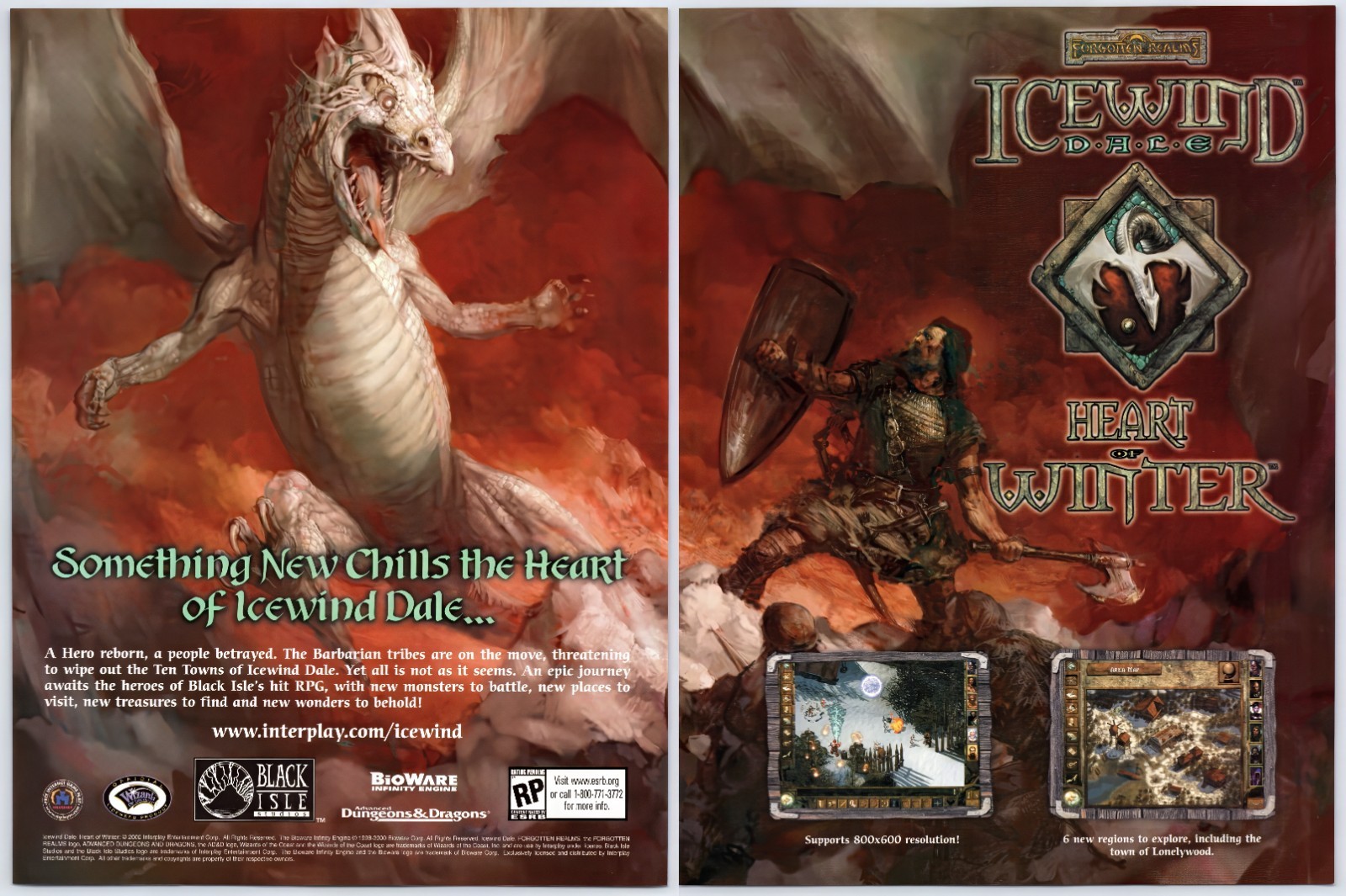 Print Ad 2000 Forgotten Realms Icewind Dale PC Original Promo Poster Art