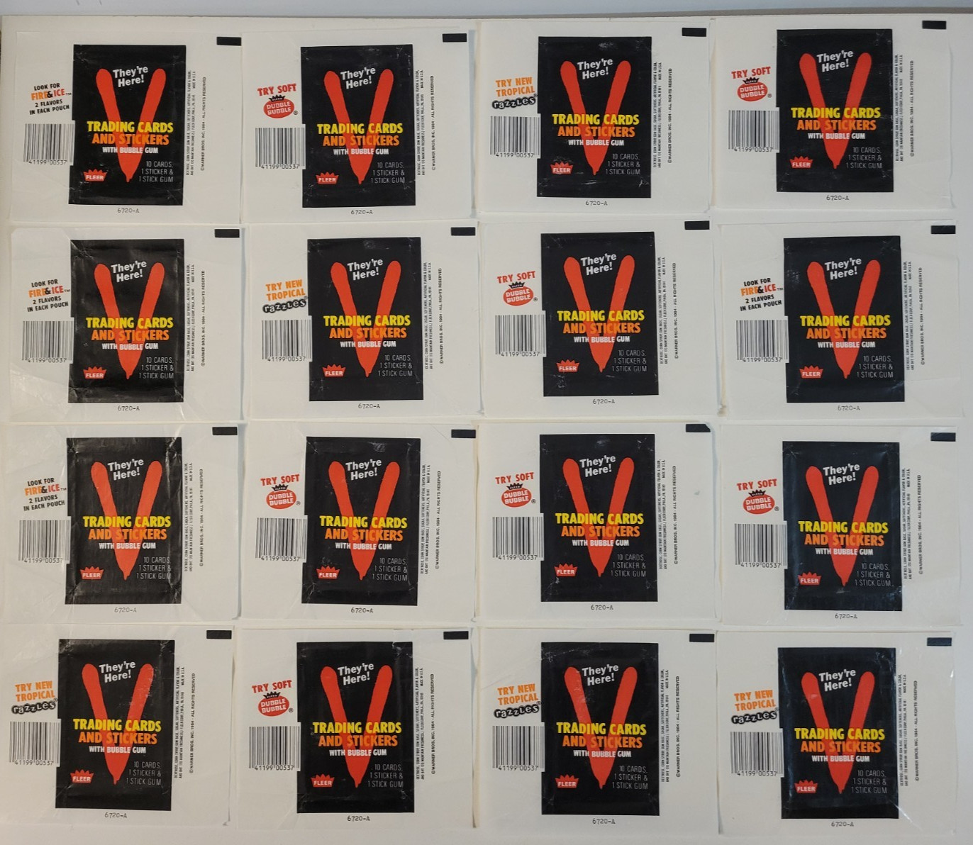 V ENEMY VISITORS 1984 TV Movie 16 WAX PACK CARD WRAPPERS No Rips FLEER Alien UFO