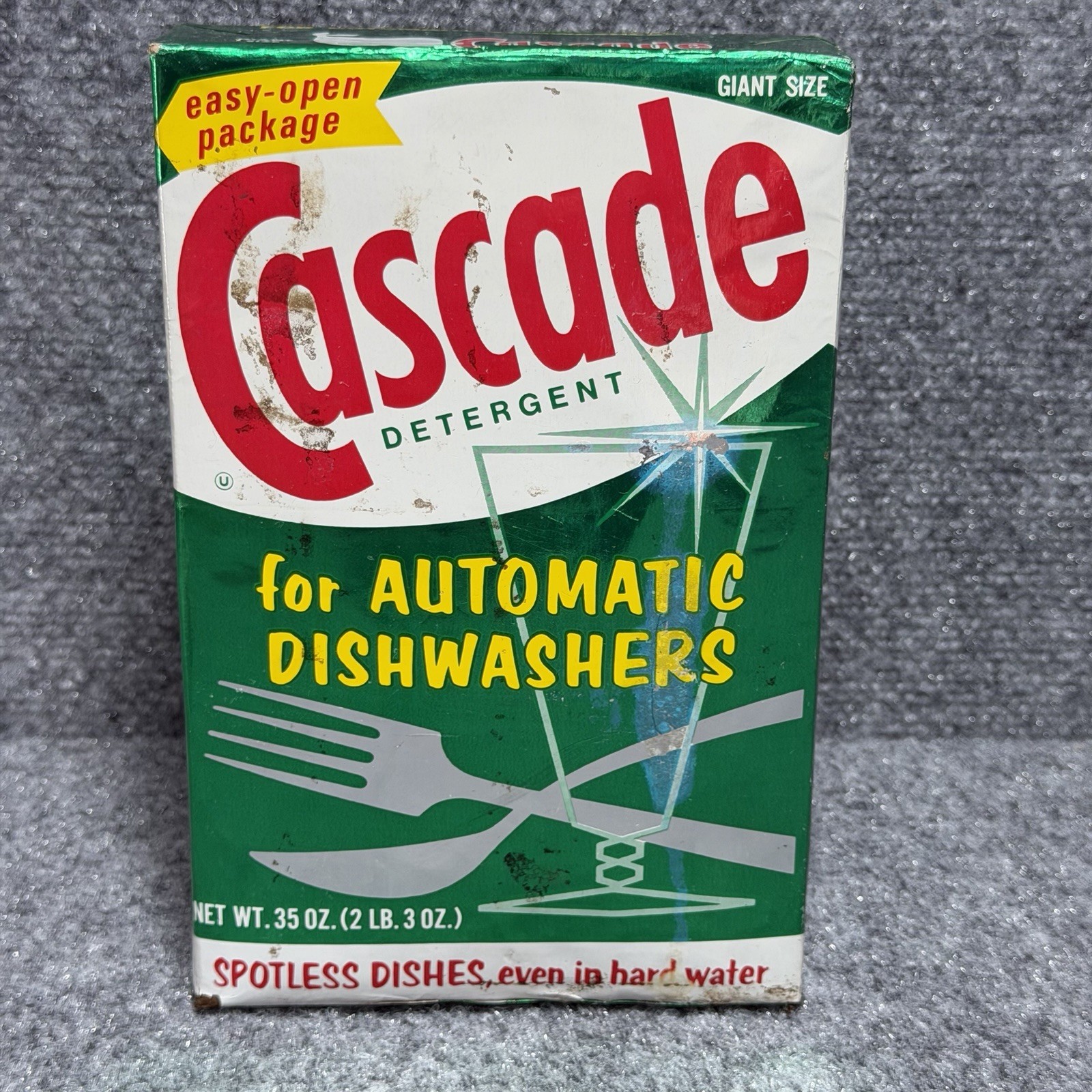 Vintage Early 1970s Giant 2 Lb Box Cascade Dishwashing Detergent NOS Sealed Full