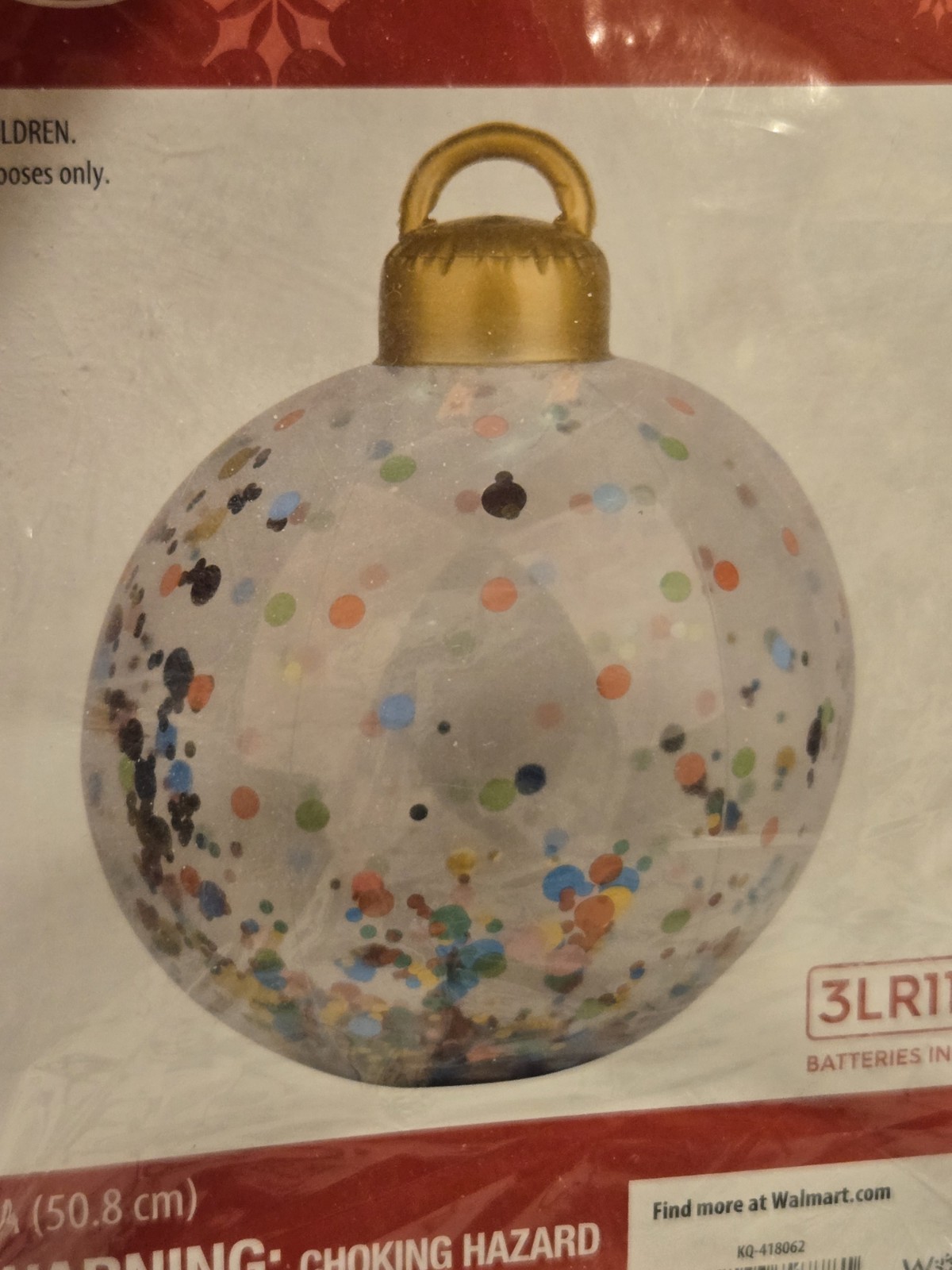 Blow Up Inflatable Light Up 20” diameter Multico Christmas Ornament Confetti NEW