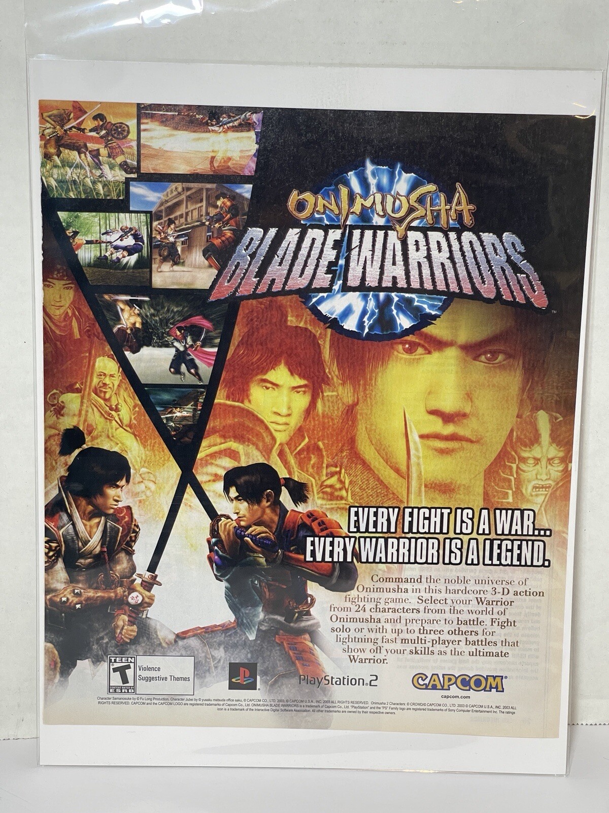 Onimusha Blade Warriors PS2 Original Video Game Print Ad Capcom Promo Art