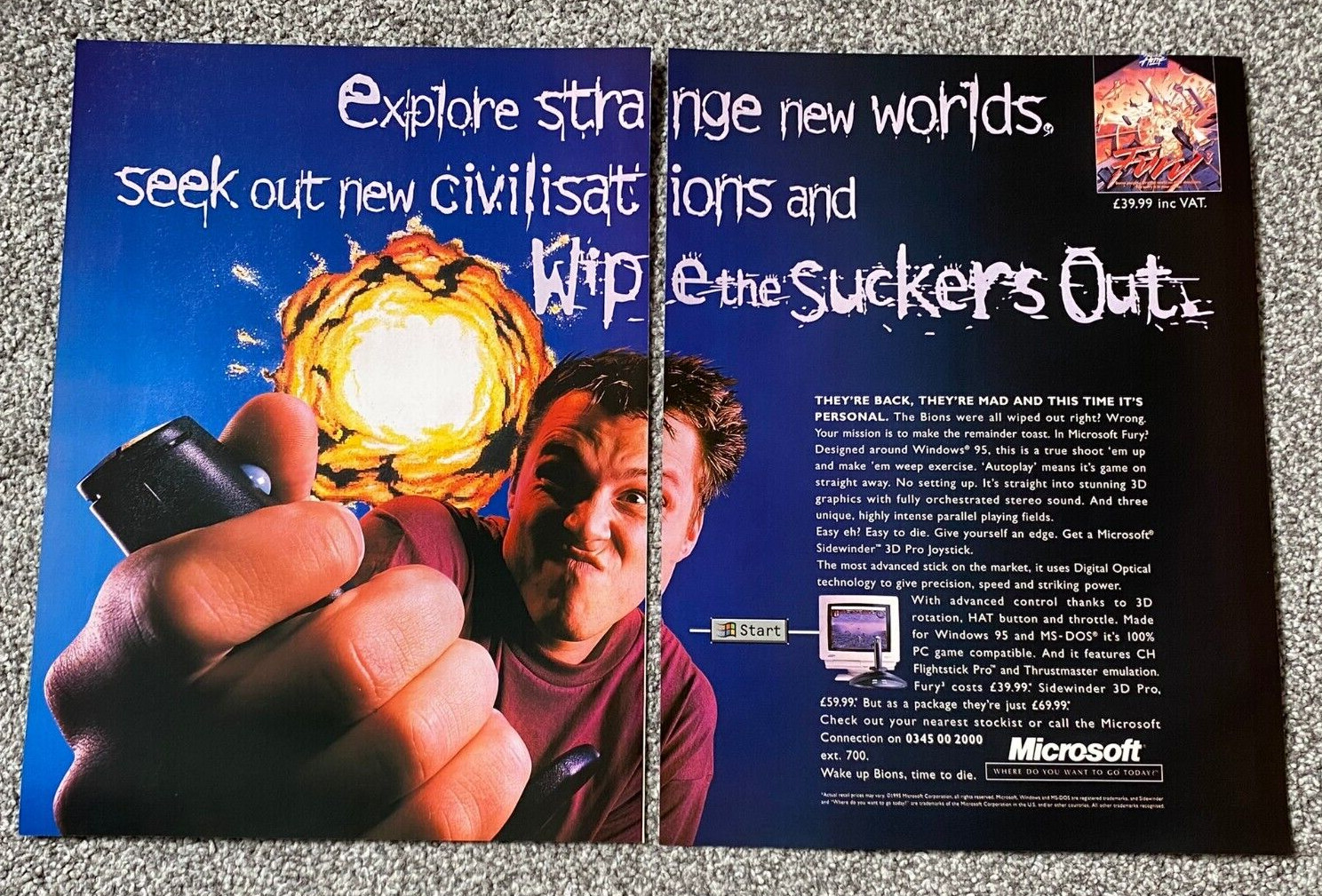 Rare Collectable Vintage 1996 Magazine Advert Picture Microsoft Fury 3 Ad 90's