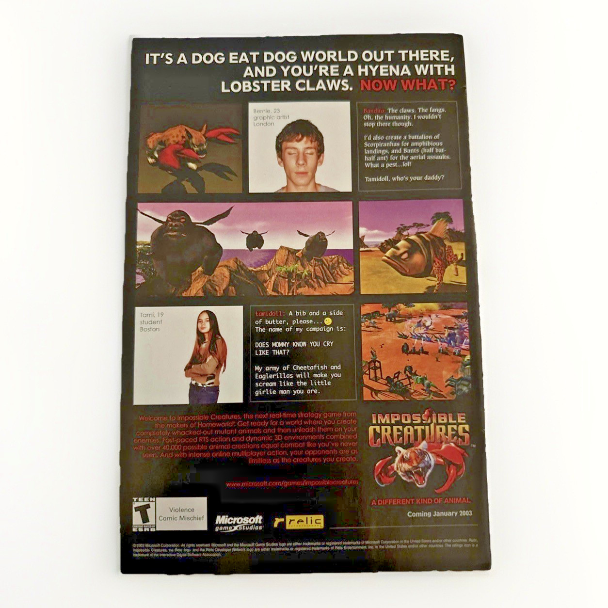 Impossible Creatures Microsoft Game Studios Video Game Vintage Print Ad/Wall Art