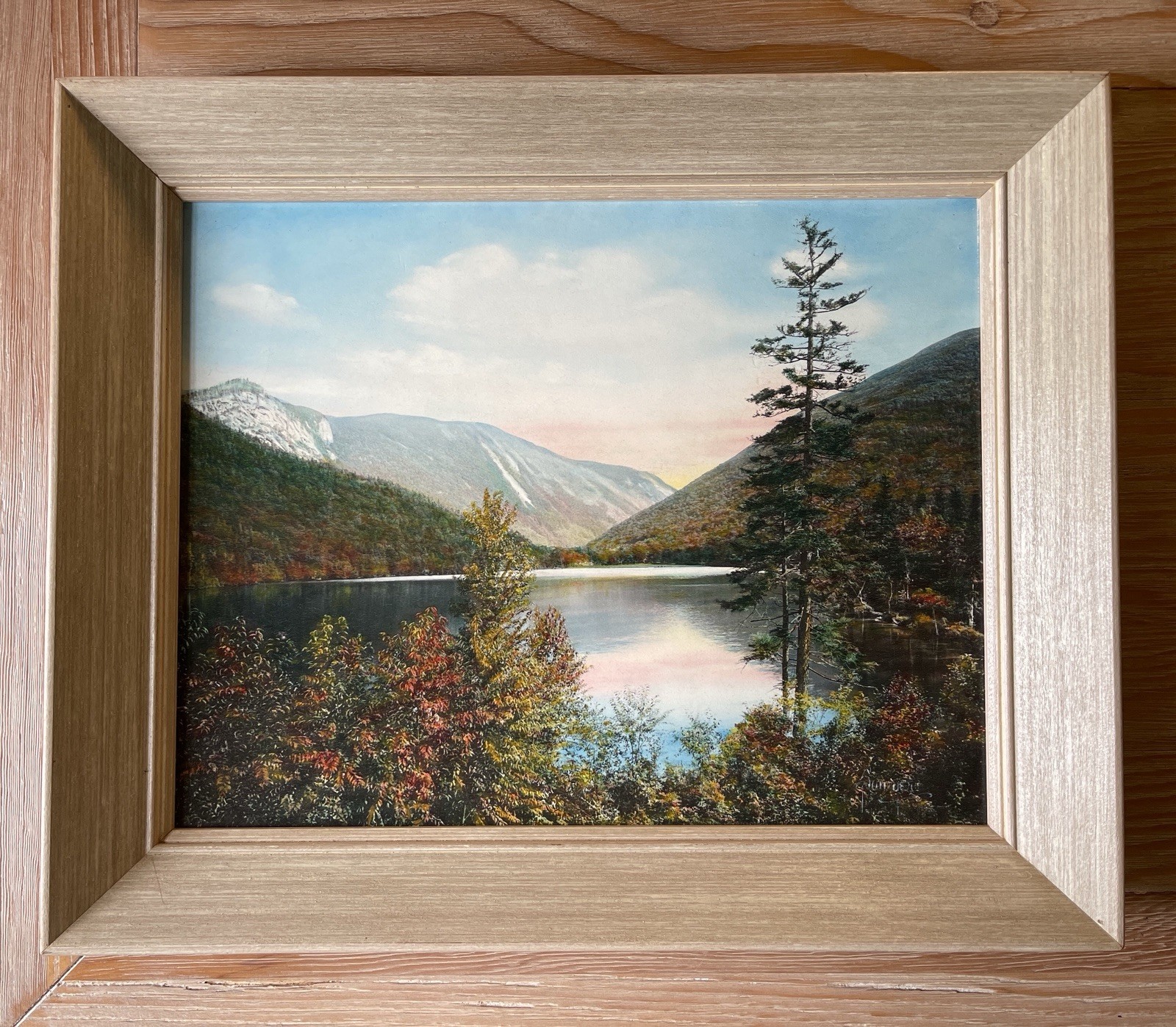 Rare Antique Charles Sawyer Hand-Colored Photograph – Echo Lake
