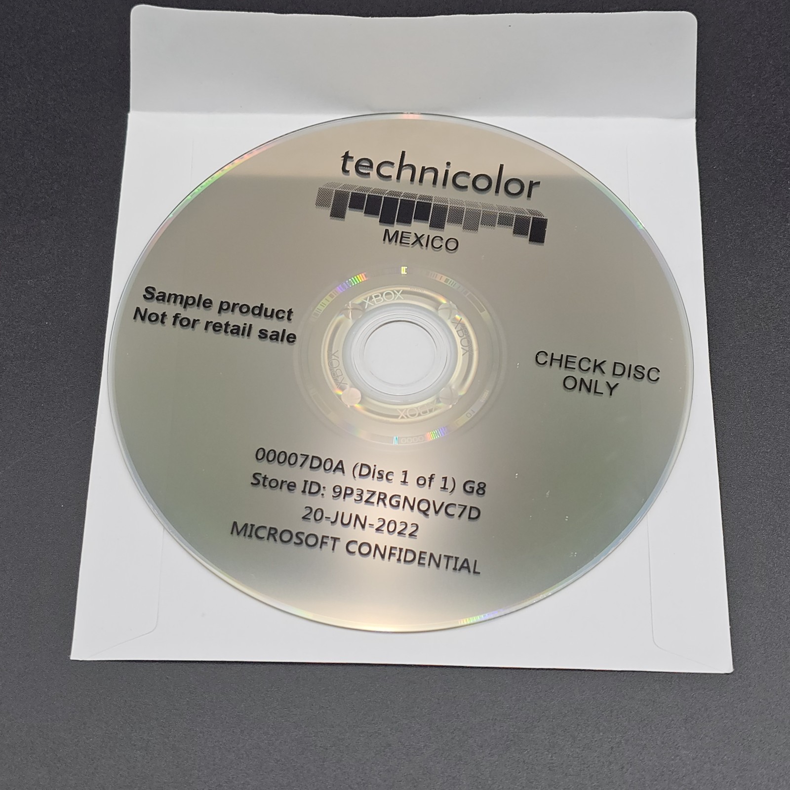 Xbox One Full Throttle Sample Check Disc Microsoft Confidential Not For Resale 