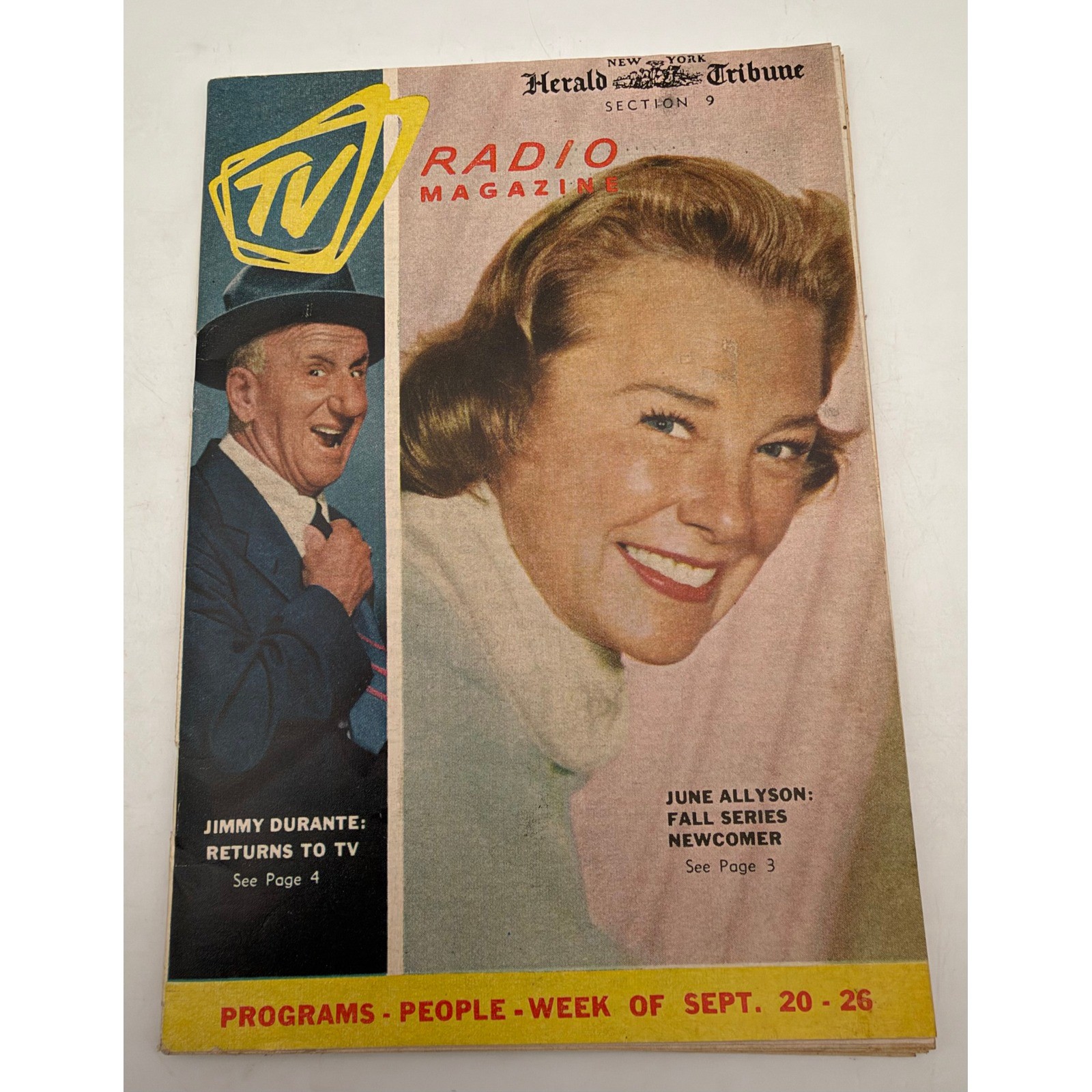 Vintage 1959 New York Herald Tribune TV Radio Magazine June Allyson September 20