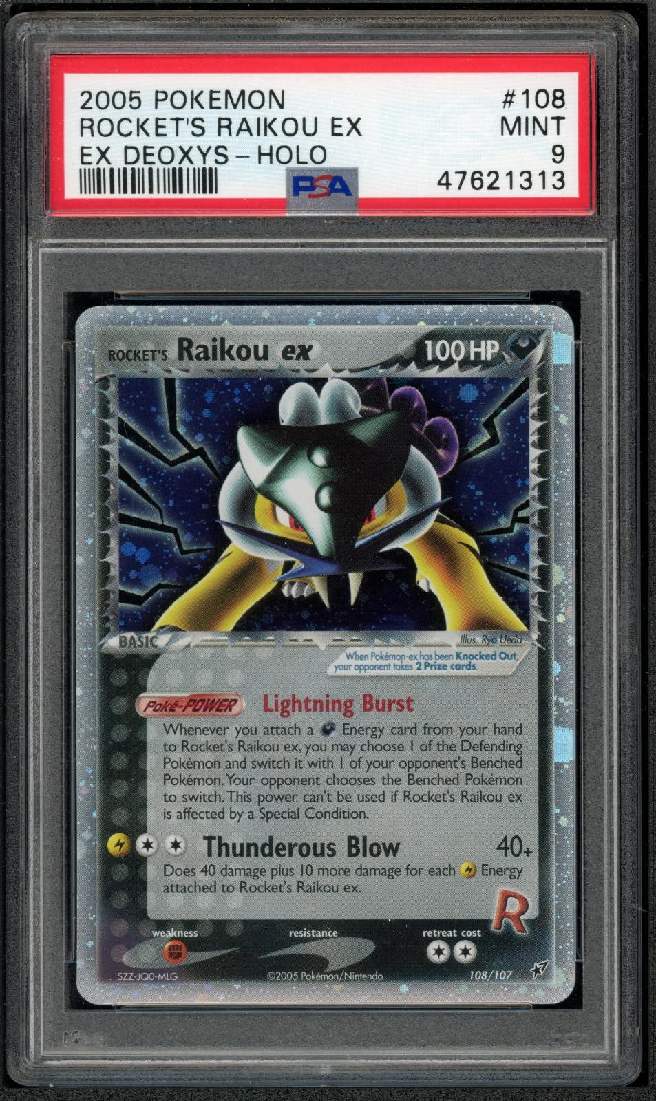 PSA 9 ROCKET\'S RAIKOU ex 108/107 | EX Deoxys Holo Pokemon Card
