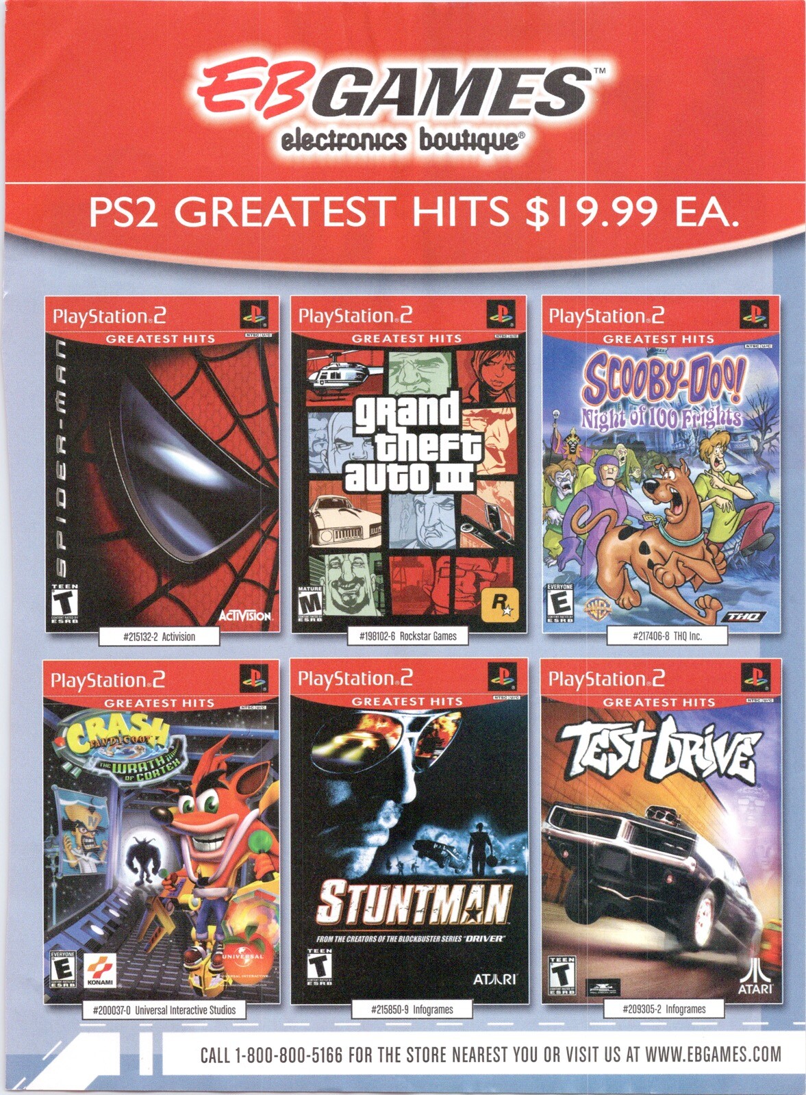 EB GAMES Spider Man GTA III PS2 Greatest Hits 2003 Vintage Video Game Print Ad