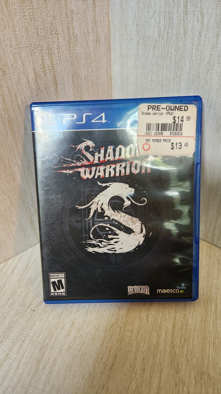 Shadow Warrior (Sony PlayStation 4, 2014) No Manual Clean Disk Fast Shipping
