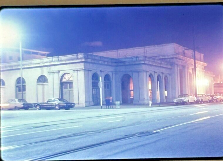 Western Pacific 3rd Street Train Station Oakland at Night Rare OOAK c.1970 35mm