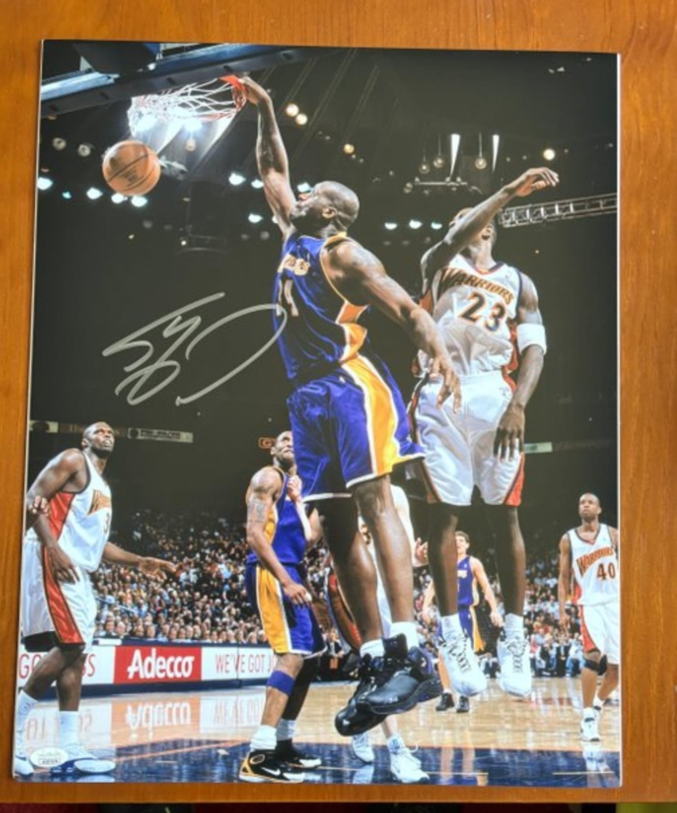 NBA LAKERS AUTOGRAPH SIGN - SHAQ O'NEAL - AUTHENTIC COA with KOBE BRYANT 45x37