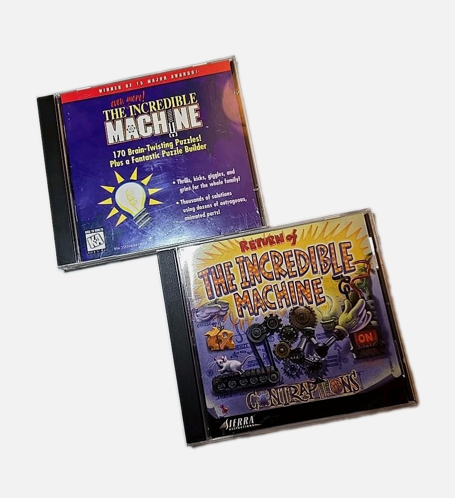 Vintage Sierra Incredible Machine PC CD-ROM Lot CIB Complete 2 Games 1995 2000