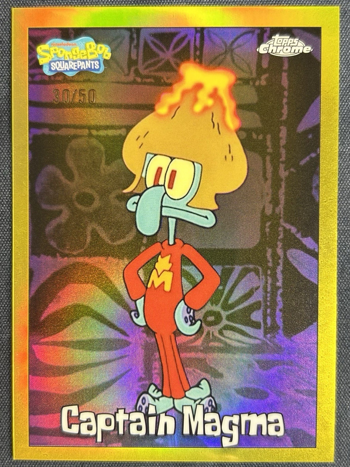 Captain Magma Squidward 2025 Topps Chrome SpongeBob #136 Gold Refractor /50