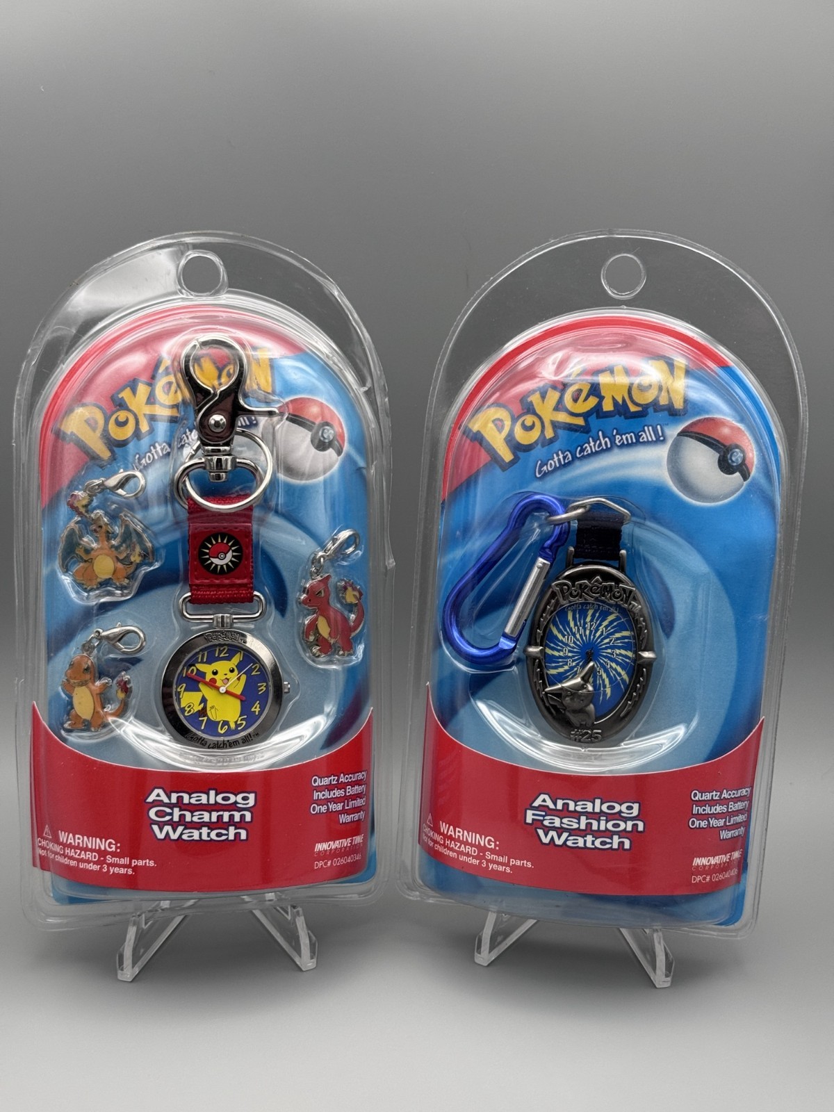 Rare Vintage 2000 Pokemon Pikachu Analog Charm & Fashion Watch Set Sealed NOS