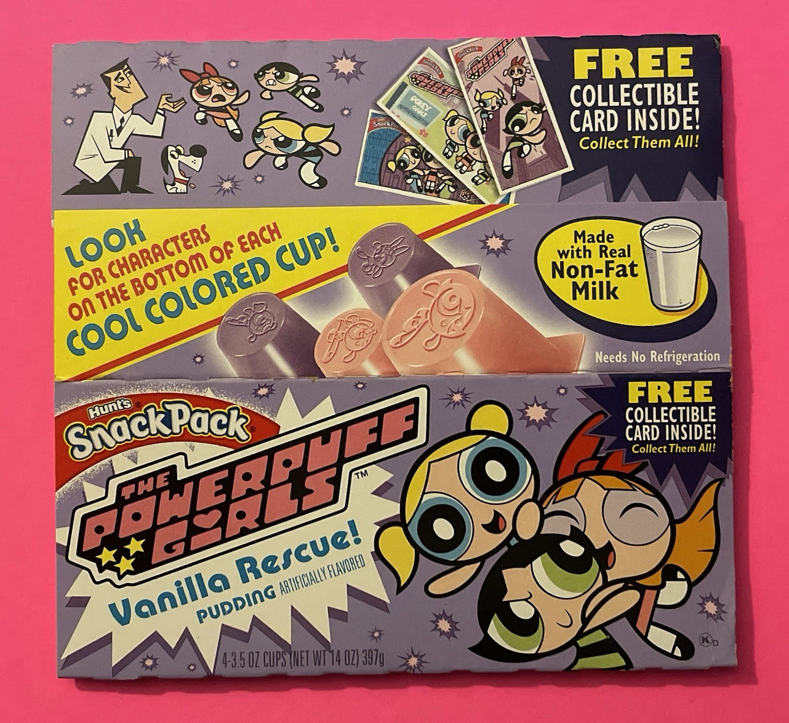2002 Snack Pack Powerpuff Girls Pudding Cup Packaging Trading Card Cartoon Flat